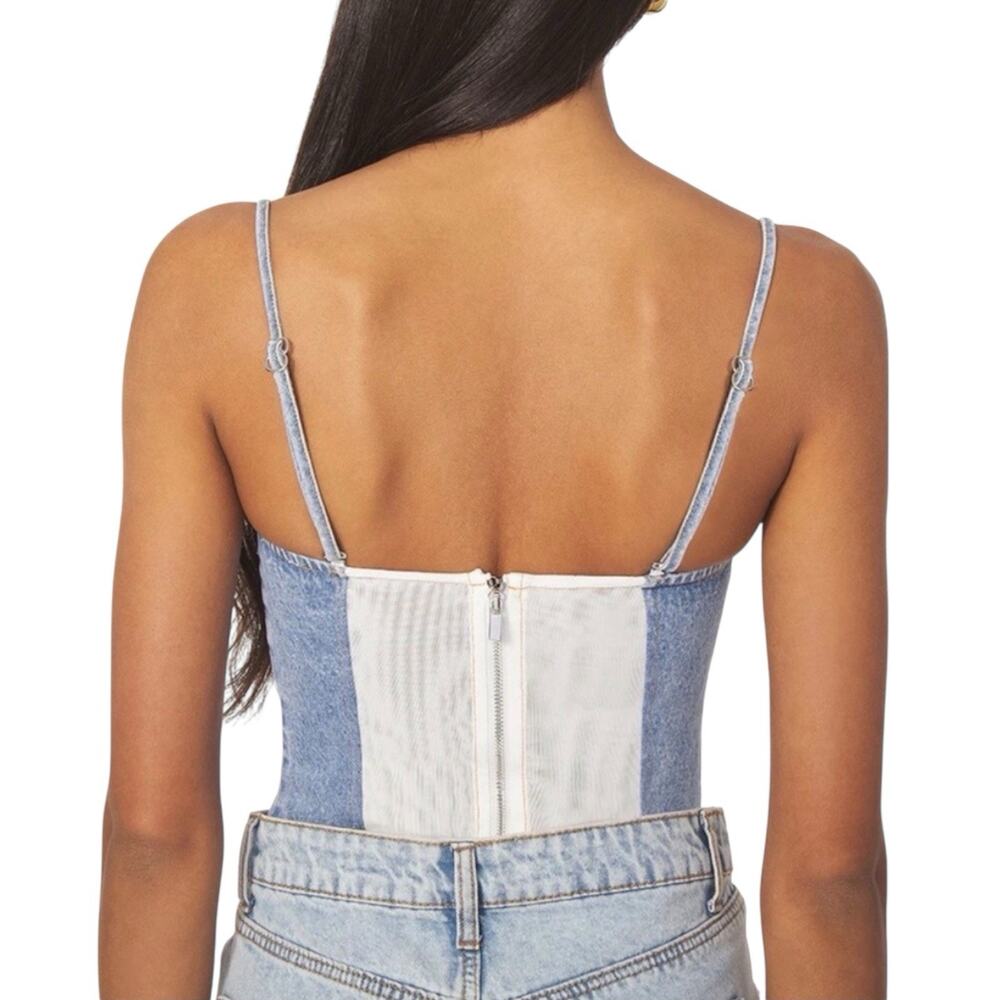 WeWoreWhat Denim Underwire Corset Top Y2K Structured Bustier Light Wash Size 2 - Picture 2 of 8